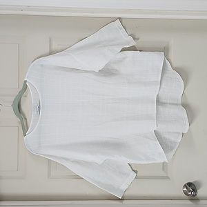 Relaxed White Linen-Blend Women's Top - Lightweight Casual Shirt